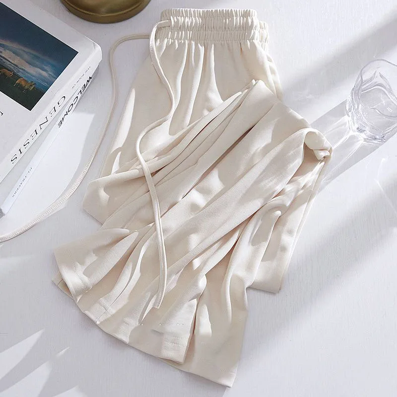 

2023 Summer New Casual Loose Wide Leg Pants Fitting High Waisted Straight Leg Pants Thin Drape Ice Silk Sports Female Pants