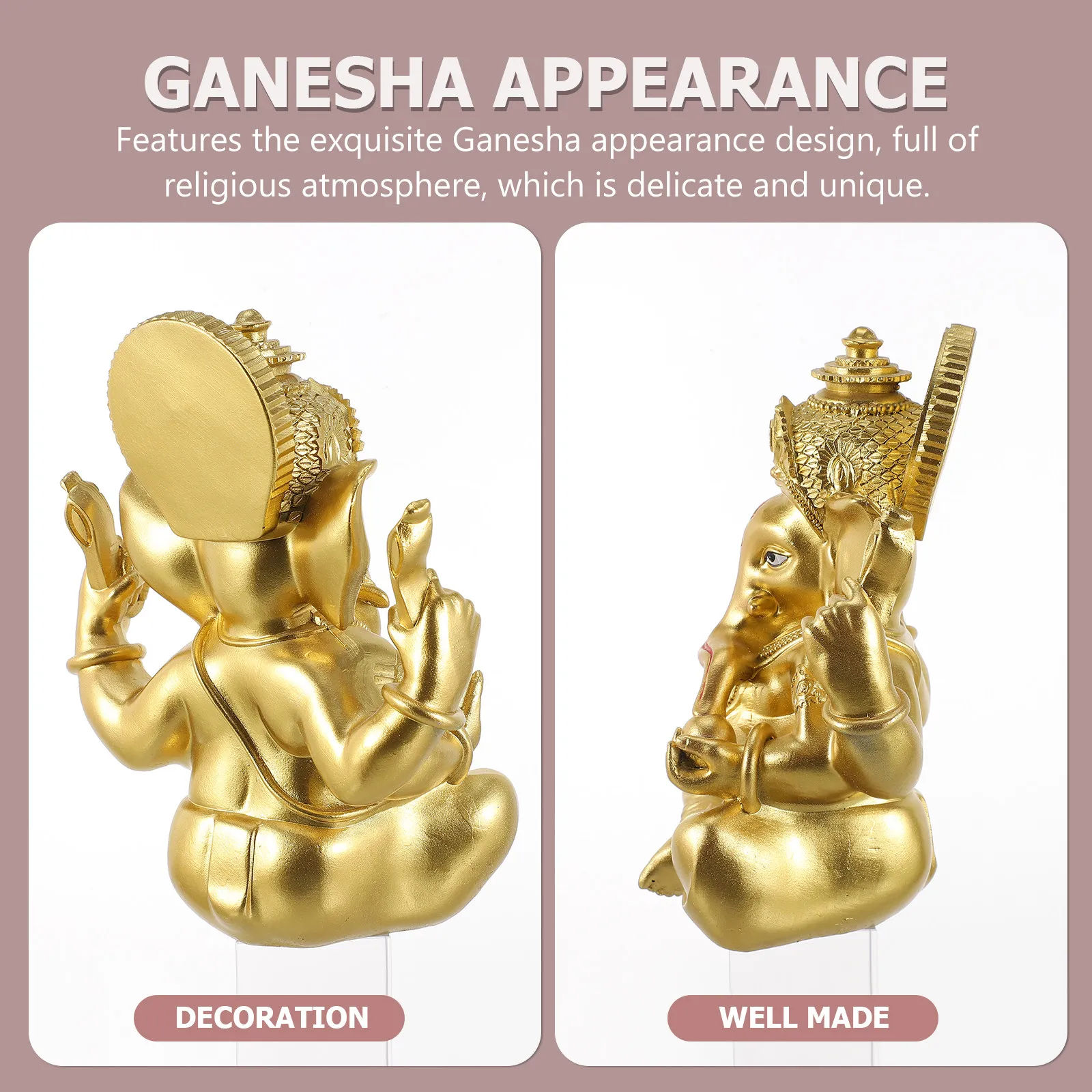 Premium Resin Adornment Elephant Buddha Statue Spiritual Decoration Desktop Shelf Indoor Outdoor Sacred Decor