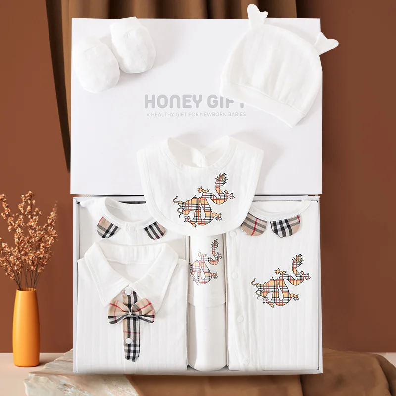 Luxury Clothes Set for 0-6-months Baby Boys and Baby Girls Underwear White Romper High Quality Cotton Set Hospital Newborn Items