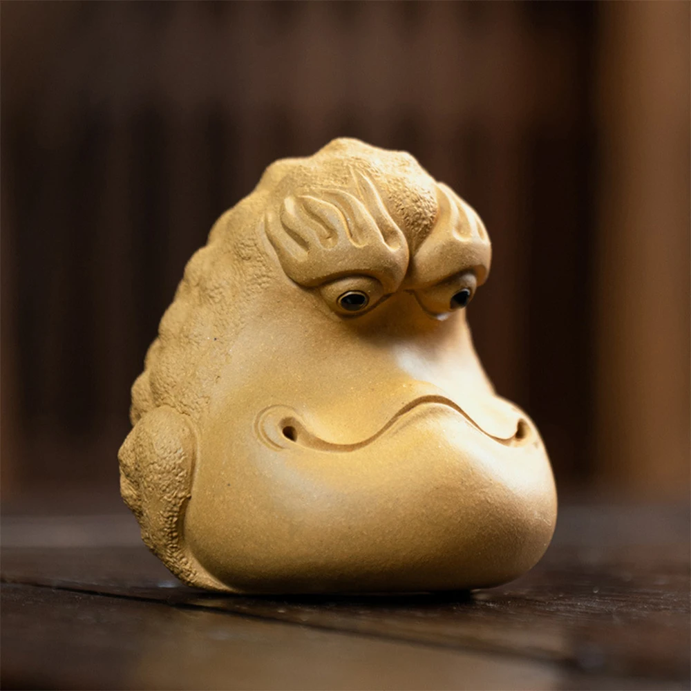 

Yixing Purple Clay Tea Pet, Big Mouth Golden Toad Tea Table Decoration, Fun Animal Tea Pet Handheld toys, Tea set accessories