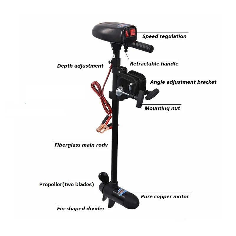 

Portable Electric Trolling Motor 260W Outboard Engine With Two Blades Propellers Screws For Inflatable Boats