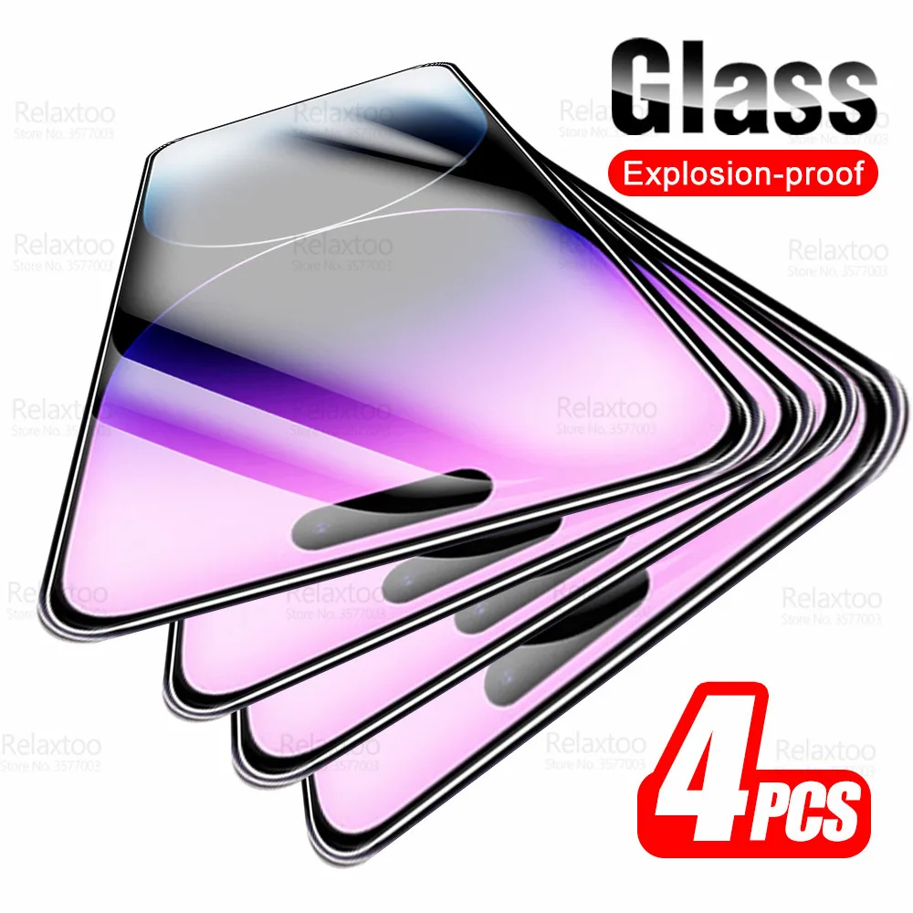 For Iphone 14 Pro Max Glass 4Pcs Tempered Glass On For Iphone14 Plus 14Max 14Plus Screen Protectors Safety Armor Protective Film