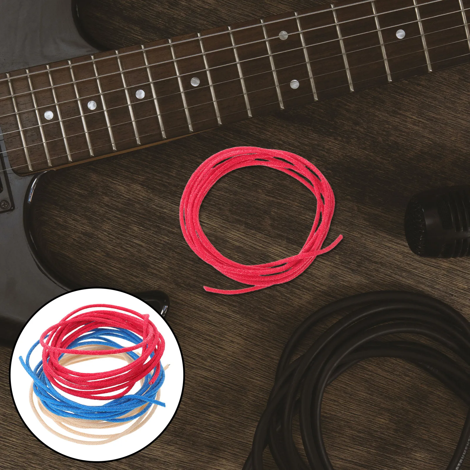 3Pcs Electric Guitar Waxed Cloth Covered Pushback Copper Wire Vintage Braided Wire Upgrade Repair Kit Guitar Wiring Replacement