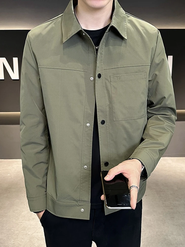 

High-End Collared Jaet Men's Autumn Winter 2024 New Youth Busin Casual ort Workwear Top Thiened Long Sve