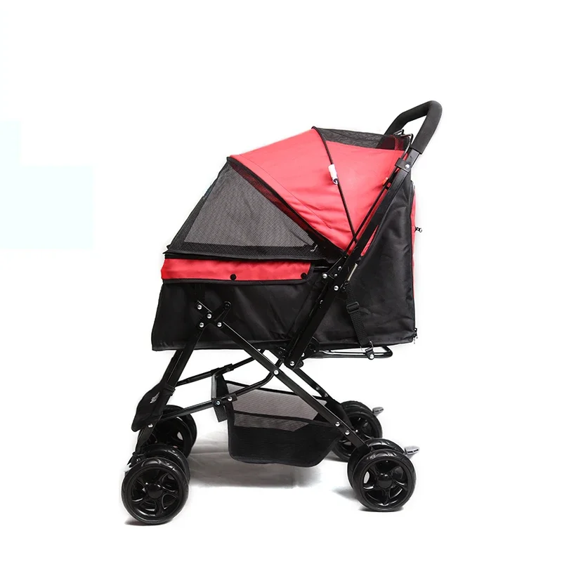 4 Wheels Cheap&Portable Dog Stroller with Reversible Handle Pet Travel Dog Outdoor Stroller
