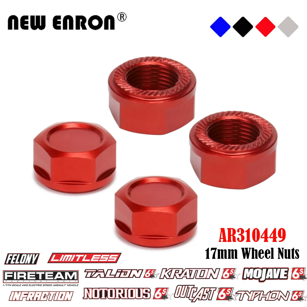 4Pc AR310449 Aluminum 17mm Wheel Nuts Locker Cover For RC Car ARRMA 6S 1/7 Big Rock Felony Fireteam Infraction Limitless Mojave