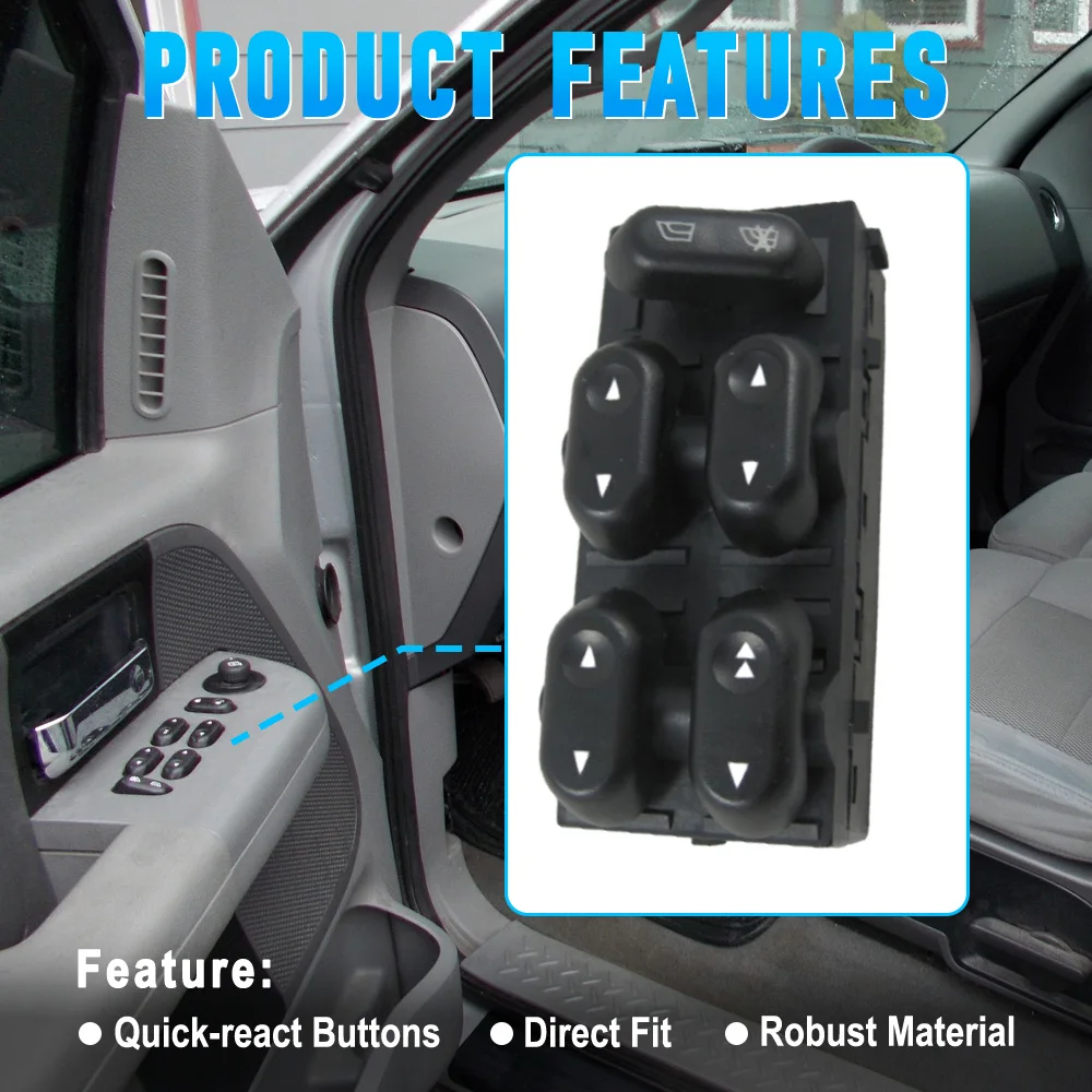 1pcs Front Left Car Window Control Switch 5L1Z-14529-AA, 5L1Z14529AA, 4L1Z-14529-AA for Ford F150, Lincoln Mark LT, Mercury