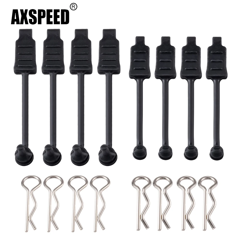 AXSPEED 4Pcs Metal R-type Car Shell Body Fixed Clips Rubber Anti-loss Buckle for 1/8 1/10 1/14 1/16 RC Car Model Accessories