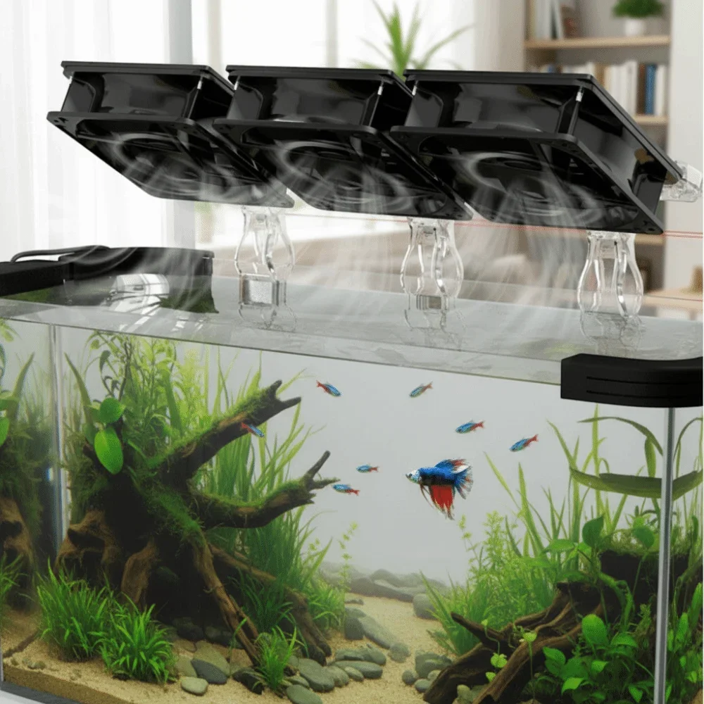 Adjustable Angle Aquarium Cooling Fan Variable Speed Fast Cooling Aquarium Chiller Fan USB Quiet Fish Tank Cooler Planted Tank