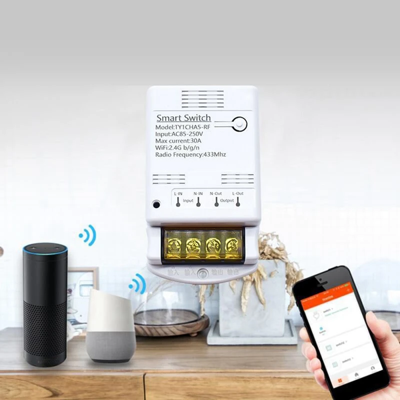 4000W 30A przełączniki przekaźnika Wifi Tuya Smartlife APP 433Mhz moduł odbiornik RF AC 85-250V 220V przerywacz automatyki domowej