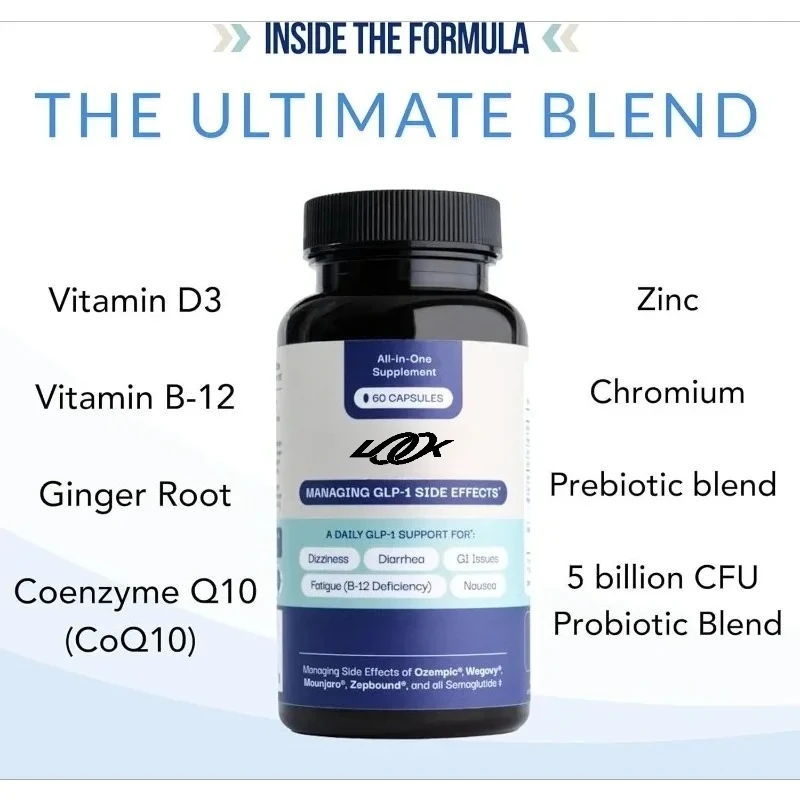 فيتامينات GLP-1 الطبيعية تحتوي على بروبيوتيك وفيتامين D3/B12 والكروم وجذر الزنجبيل -60 كبسولة