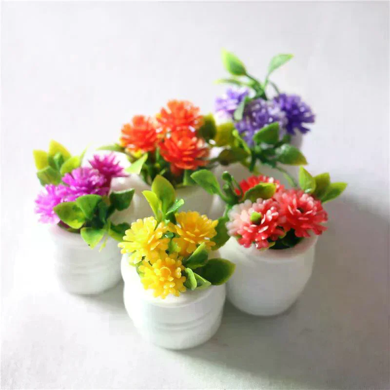 Random 1:12 Dollhouse Miniature Green Plant In Pot Simulation Potted plants 3pcs