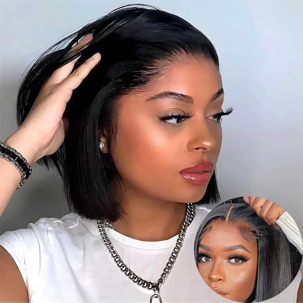 

Wear and Go Glueless Bob Wig Human Hair Pre Plucked Short Straight Bob Wigs For Black Women 4x4 5x5 Lace Closure Wig Human Hair