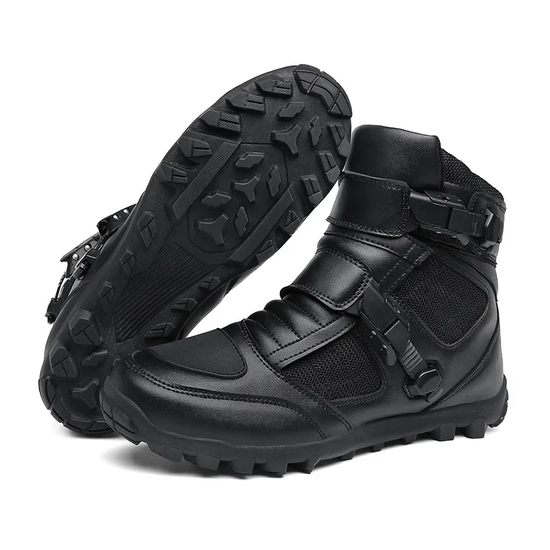 Motorcycle Shoes Men/Women Red/Black Motocross Boots Men's Motorbike Bike Riding Shoe Self-Locking Botas Motociclista