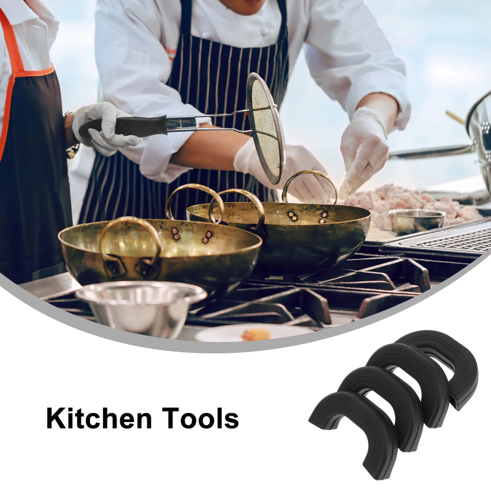 

4Pcs Heat Resistant Silicone Pot Handle Covers Non-Slip Pot Handle Protectors for Oven Gloves Kitchen Tools Kitchen Tools