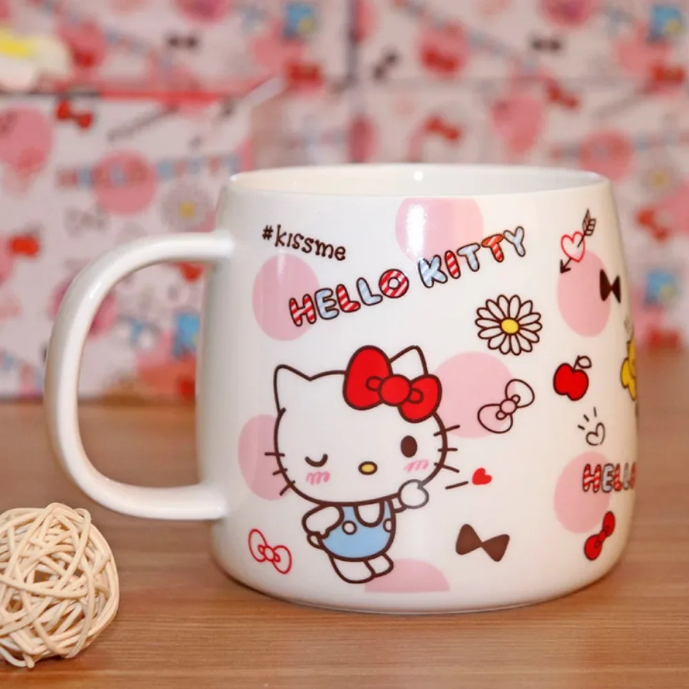 

Girly Heart Hello Kitty Kawaii Anime Sanrio Ceramic Cup Cute Cartoon Ins Fashion Water Mug Large Capacity Tableware Gifts