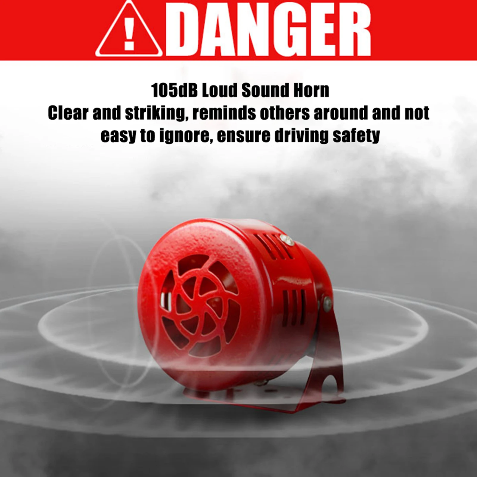 Air Raid Siren Horn Alarm Loud 50s Red Loud Sound Horn 12V 105dB Electric Car Driven Brake Motor for Car Truck Motorcycle Tool