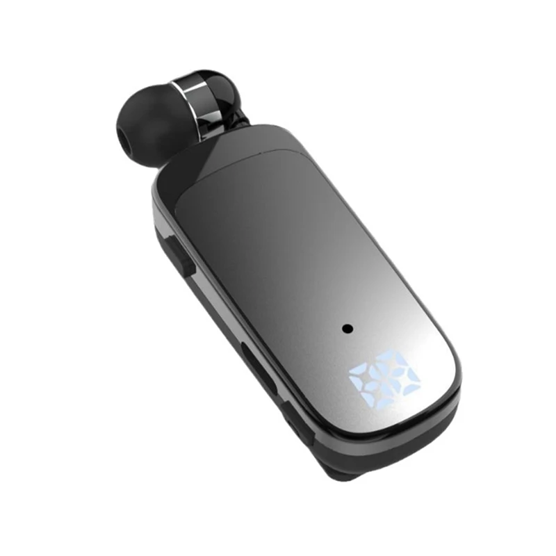 K65 Tie-Clip Retractable Wired Bluetooth Headset In-Ear Digital Display Long-Life Business Single-Ear Headset