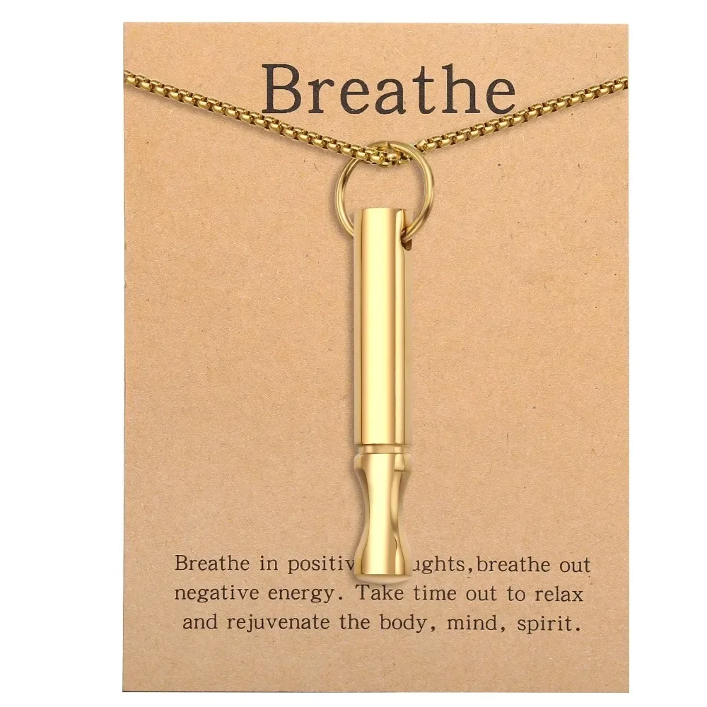 Fashion Meditation Mindfulness Pendant Necklace Titanium Steel Whistle Regulates Breathing Relieves Anxiety Stress Party Jewelry