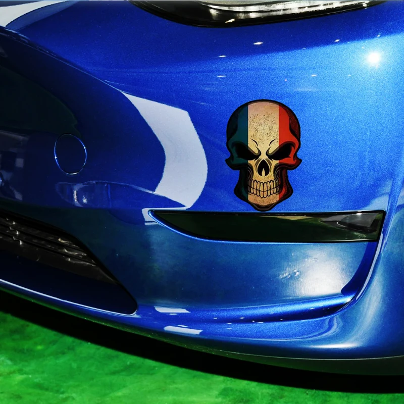 Personalized USA, Germany, UK, France, Italy Flag Skull Head Motorcycle Fuel Tank Cap Body Sticker Creative Car Sticker