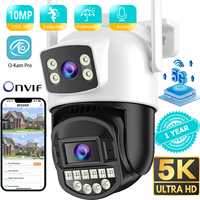 BESDER 10MP 5K Wifi Surveillance Camera Outdoor 5X Digital Zoom PTZ IP Camera Dual Lens Dual Screens 2.4G/5G Auto Tracking O-Kam