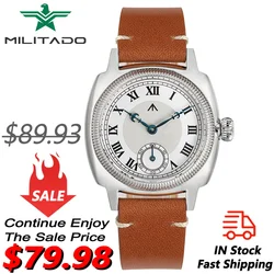 Militado ML03 Quartz Watch VD78 Movement Watches Stainless Steel Case Domed Sapphire 100M Waterproof 36mm Vintage Wristwatch