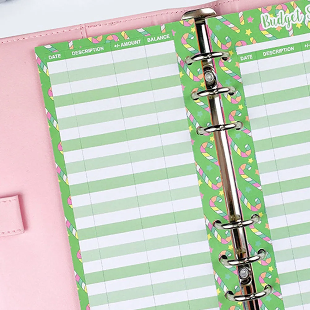 

50 Sheets Candy Print Budget Planner Inserts Punch Hole Cash Budget Sheets Expense Tracking Paper for Office Business Finance