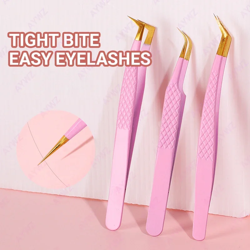 Eyelash Extension Tweezers Makeup Stainless Steel Eyelash 3D accurate Clip