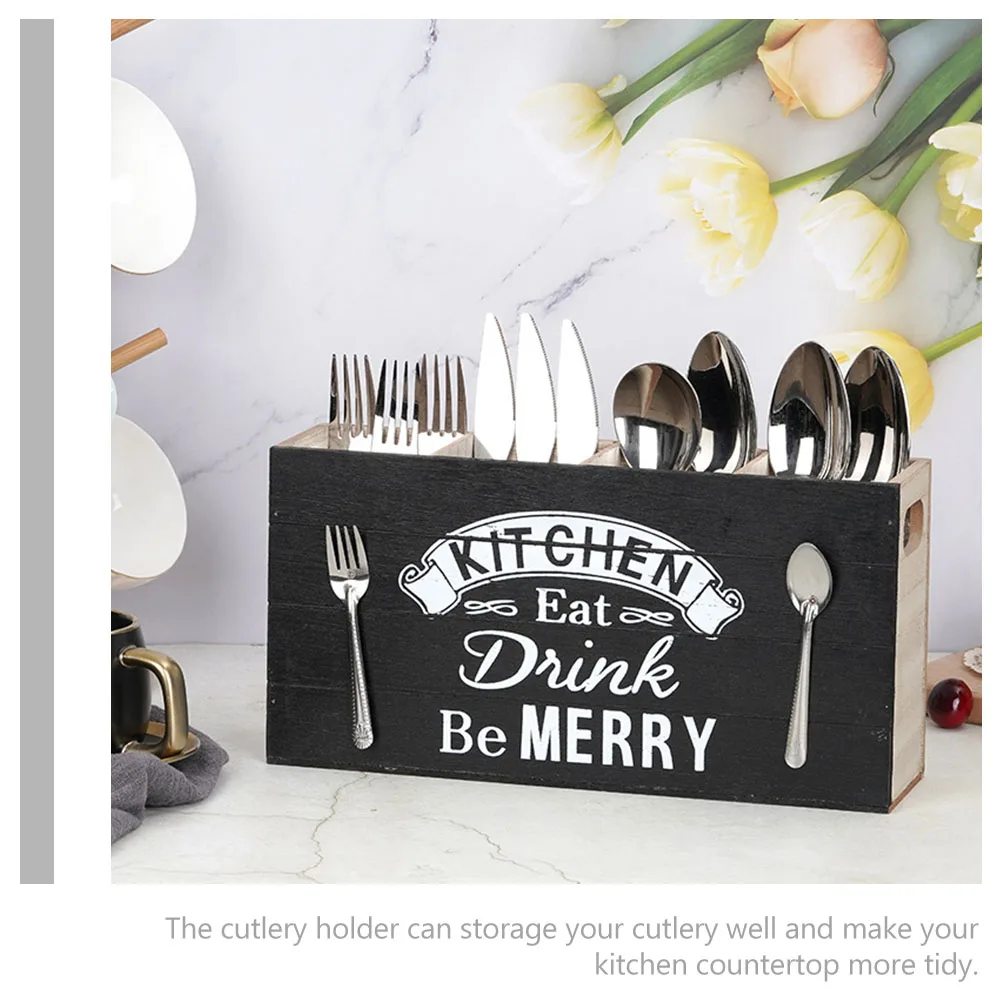 

Wooden Cutlery For Kitchen Countertop Rustic Utensil Organizer Storage Farmhouse Style Kitchen Supplies Flatware Silverware