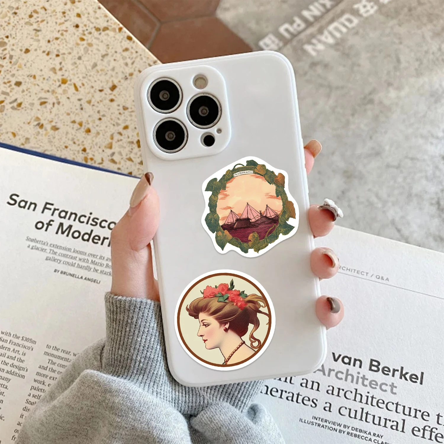 50 stks Retro Vlinder Bloem Stickers Decals Voor Telefoon Laptop Koffer Scrapbook Gitaar DIY Esthetische Stickers Creatieve Geschenken