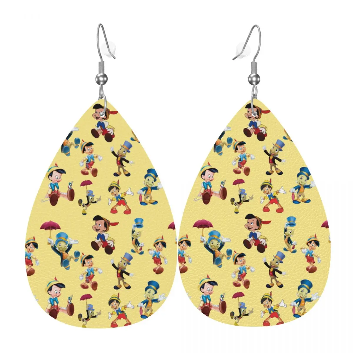 

Custom Cartoon Pinocchio Leather Teardrop Earrings Personalized For Women Jewelry Accessories For Valentine's Day