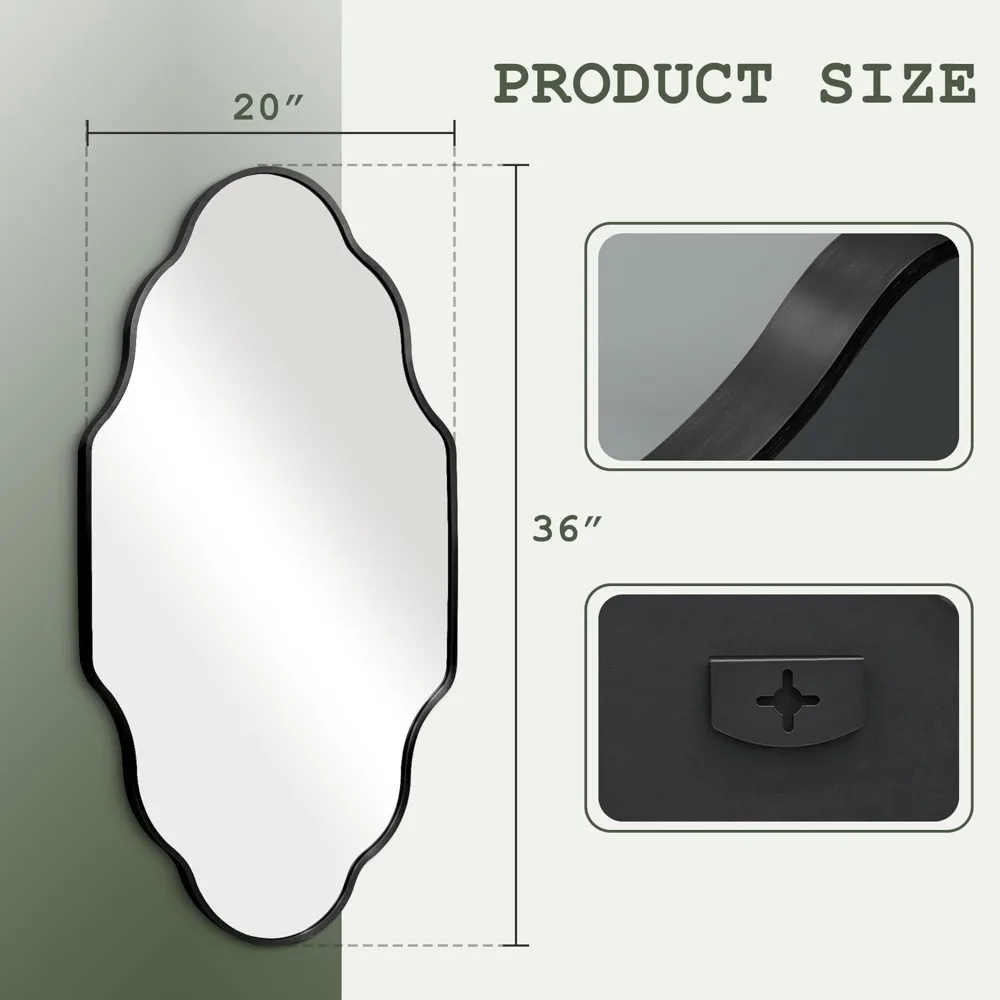 Moderne wandspiegel met aluminium frame, 20x36 inch, geschikt voor badkamer- en slaapkamerdecoratie