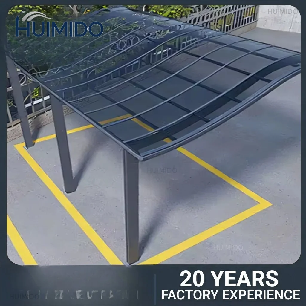 Curved Aluminum Carport with Anti-UV Polycarbonate Roof Waterproof Parking Shelter for Driveway