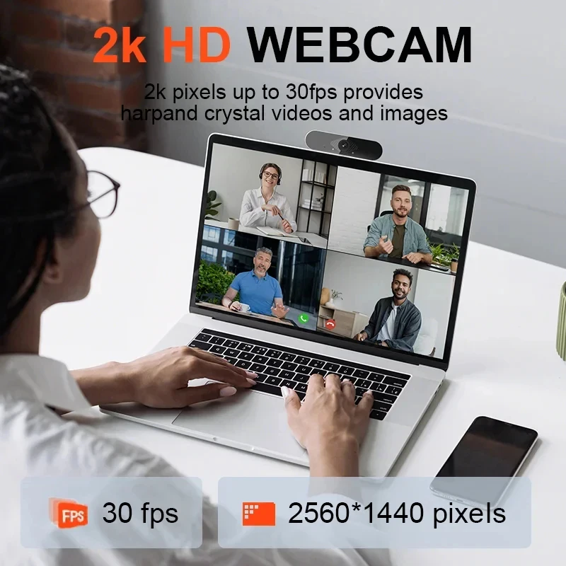 Null 4K HD Mini Webcam with microphone, usb interface supports laptop desktop computer, suitable for live video call conference