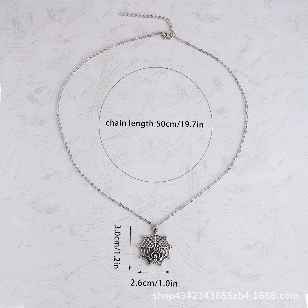 الأوروبية والأمريكية الرعب هالوين شبح مهرجان العنكبوت سبائك الفضة القديمة الويب قلادة مجوهرات الهيب هوب الرعب قلادة