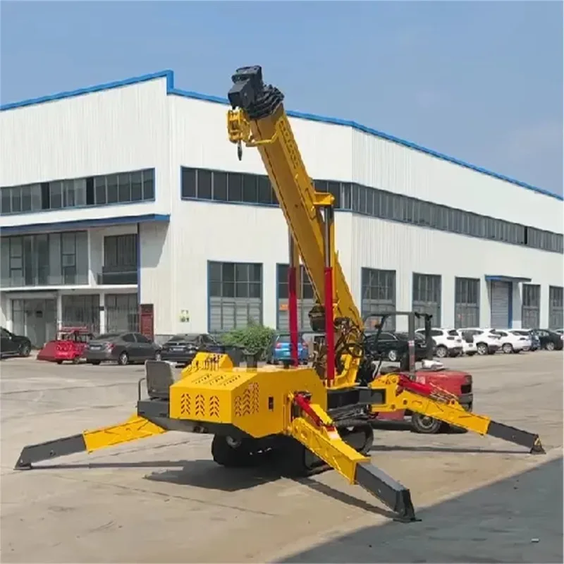 Electric Spider Crane Narrow Space 360 Degree Hydraulic 9.5m 3 Tons Foldable Mini Spider Crawler Crane Hoist For Sale
