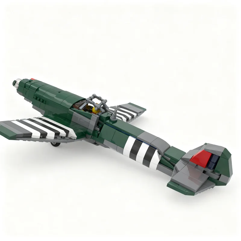 598pcs MOC Creator Expert WW2 Supermarine Spitfire British Fighter Model Building Blocks Christmas Gift For Bookshelf Display