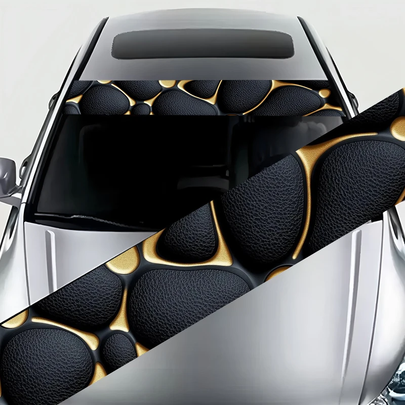 

1 piece Black Gold Pebble Pattern Light Luxury Style Decorative Strip Excellent Performance Unique Design Front Windshield