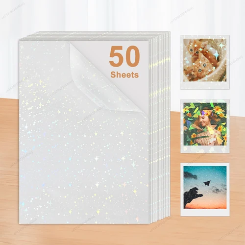 Película de laminación en frío autoadhesiva A4, película de laminación superpuesta holográfica transparente, película de papel adhesiva impermeable, 30/50 hojas