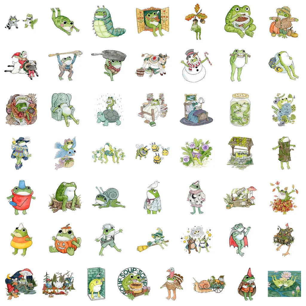 50PCS Cute Frog Graffiti Stickers - Creative Cartoon Waterproof Decor for Water Cup & Phone( Anime Worlds Store)