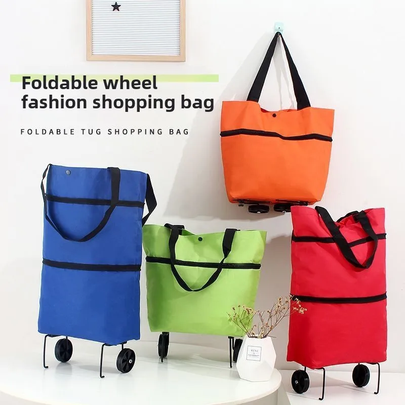 

Portable Shopping Cart Aterproof Supermarket Shopping Trolley Convenient Folding Portable Wheels Handbag