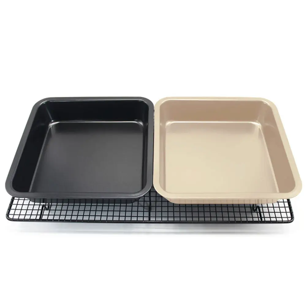 1Pcs Square Carbon Steel Nonstick Baking Tray 9Inch Oven Cake Pan for Birthday Layer Cheesecake Bread Cornbread