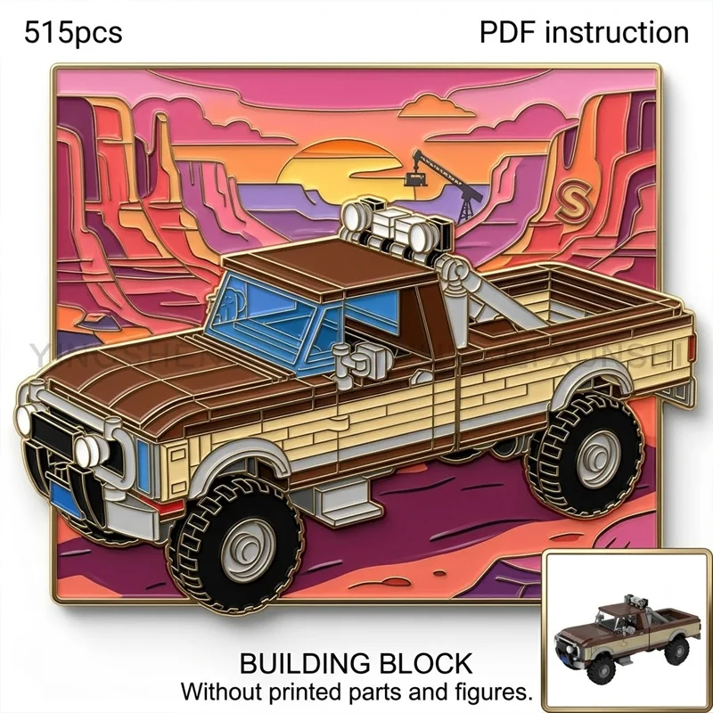

Adult Collector Toy MOC Classic 80s TV Show Off-Road Pickup Truck Building Blocks Retro 8-Wide Action Vehicle Display Model
