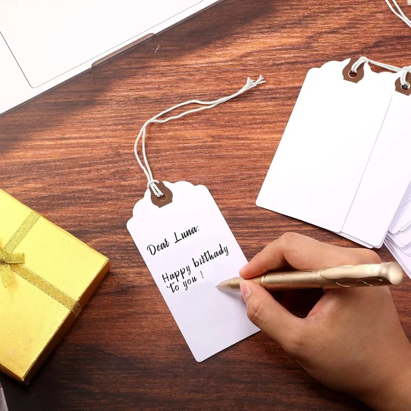 240Pcs 4 3/4 X 2 3/8In Manila Labels Shipping Labels Cardboard Labels With String Hanging Labels With Reinforced Holes