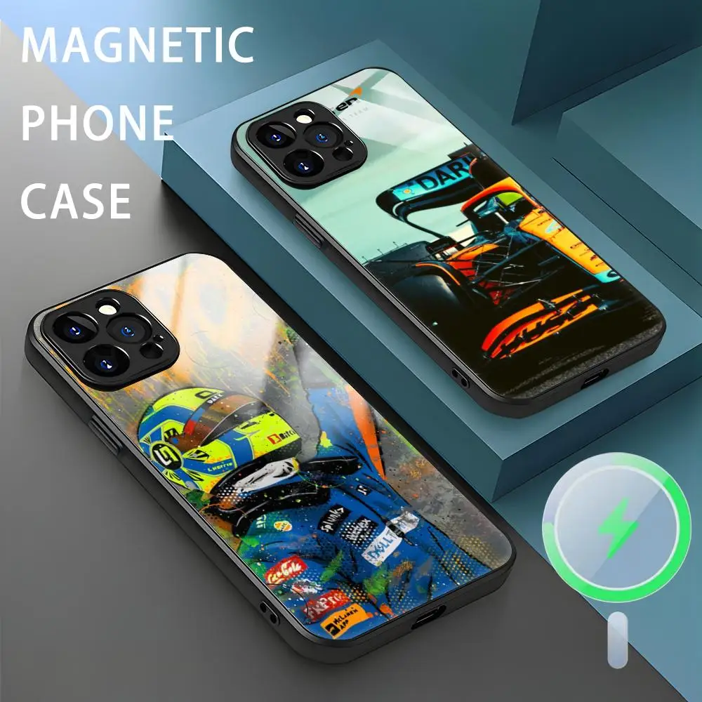 F-Formula 1 Lando Norris Phone Case For iPhone 16 15 14 13 12 11 X XR XS 8 Plus Mini Pro Max Glass Magnetic Phone Case