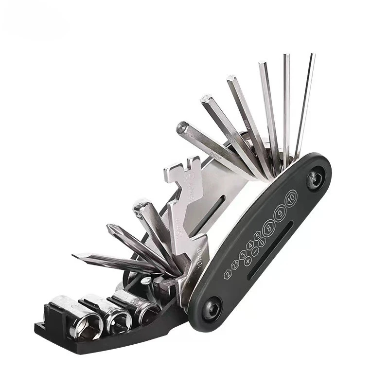 

16 in 1 Bicycle Repair Tool Set Multi Functional Portable Screw Screwdriver Tire Levers Hex Spoke Wrench Folding Repair Tools