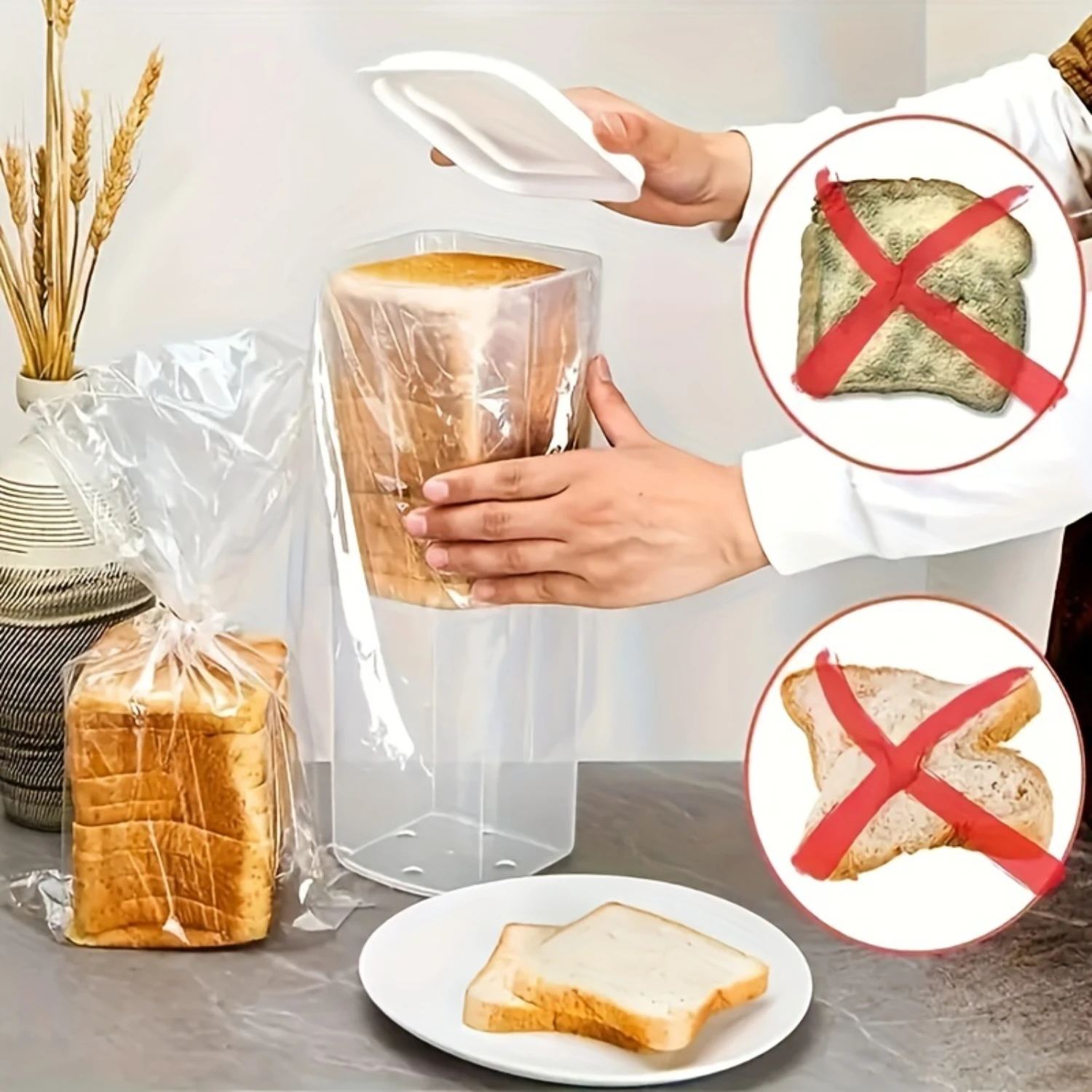 1Pc Multi-Functional Bread  Box With Lid - Moisture-Proof, Reusable Plastic Toast Container For  Organization