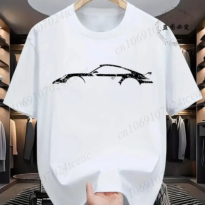Summer Men T-shirt Minimalist Style Race Car Print T-Shirts Men High Quality Cotton T Shirt for Men Short Sleeve Male Tee 260gsm