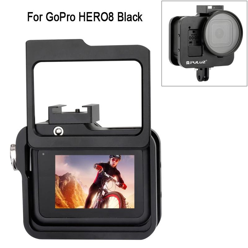 PULUZ Camera Expansion Frame Cage For GoPro HERO8 Black Action Camera Aluminum Alloy Housing Shell Cover with 52mm UV Lens