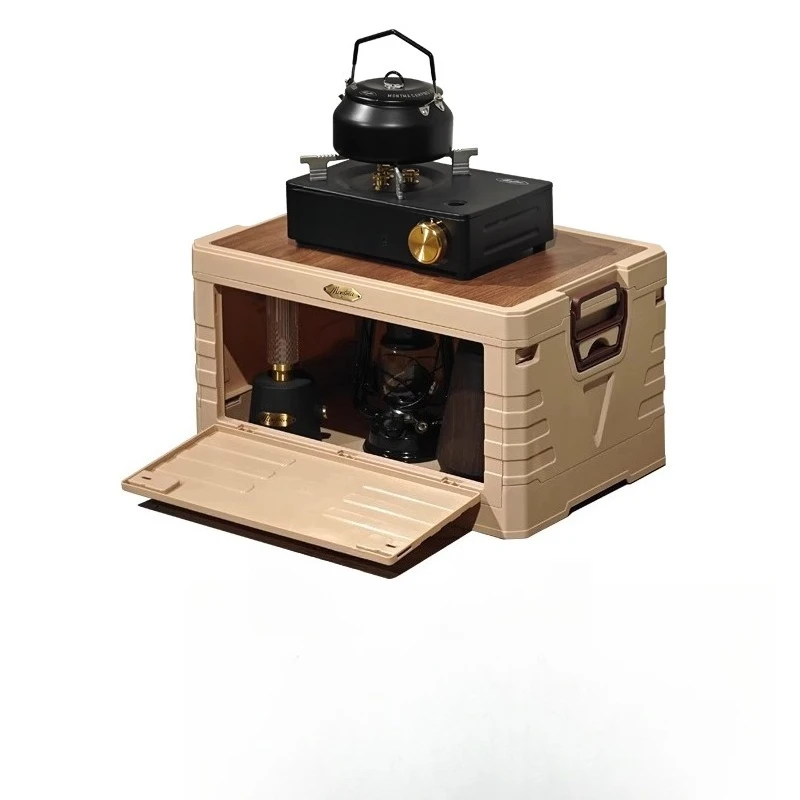 

Coffee Outdoor Multi functional Camping Table Folding Storage Box Portable Picnic Table and Chair